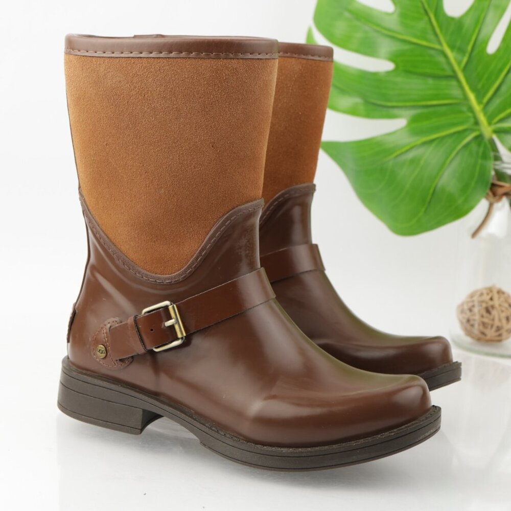 UGG Womens Sivada Boot Size 5 Waterproof Brown Rubber Suede Pull On Snow Rain